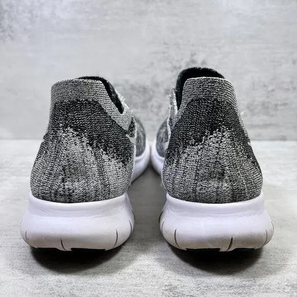 Nike Free RN Flyknit Running Shoes - Women's Size 8.5 - Black White Oreo