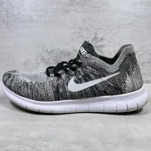 Nike Free RN Flyknit Running Shoes - Women's Size 8.5 - Black White Oreo