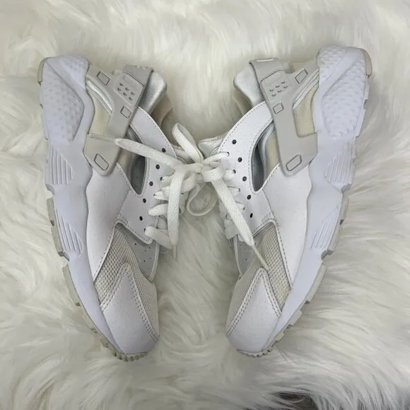 Nike Huarache Run White Athletic Sneakers Shoes Big Kids 6.5 Youth Womens 8