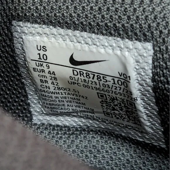 Nike Ja 1 Morant Wet Cement Mens 10 White Smoke Grey Basketball Shoes DR8785-100
