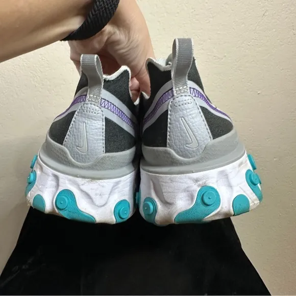 NIKE men’s aqua blue and black React Element 55 SE athletic shoes 11.5
