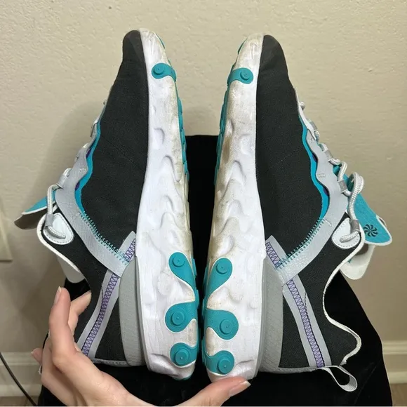 NIKE men’s aqua blue and black React Element 55 SE athletic shoes 11.5