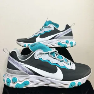 NIKE men’s aqua blue and black React Element 55 SE athletic shoes 11.5