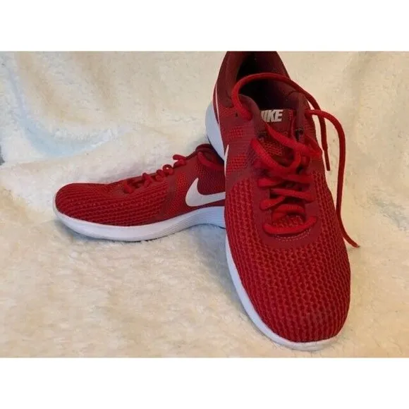 Nike Mens Revolution 4 Mens Size 7 Running Shoes Red White Lace Up 90898…