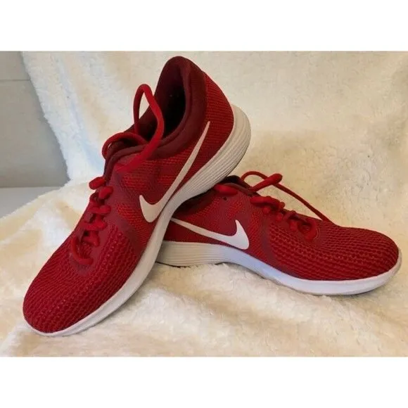 Nike Mens Revolution 4 Mens Size 7 Running Shoes Red White Lace Up 90898…