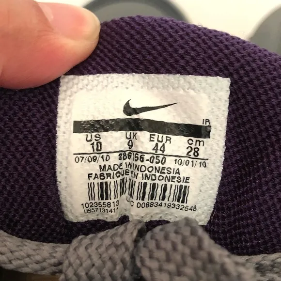 Nike MS78 LS Shoes | Cool Grey, White Ink, Dark Shadow Purple Size 10