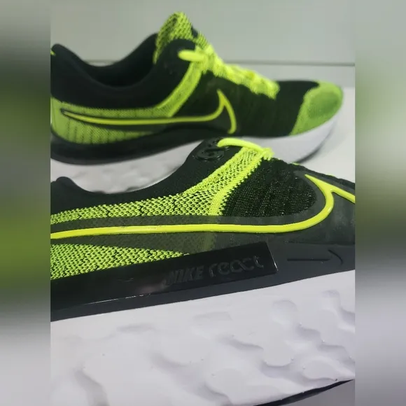 Nike React Infinity FlyKnit 2 Volt Green Black Running Training Sneakers Men's 7