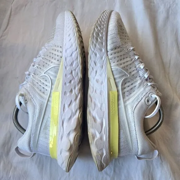 Nike React Infinity Run Flyknit 2 White Citron CT2423-100 Running Shoes Size 11