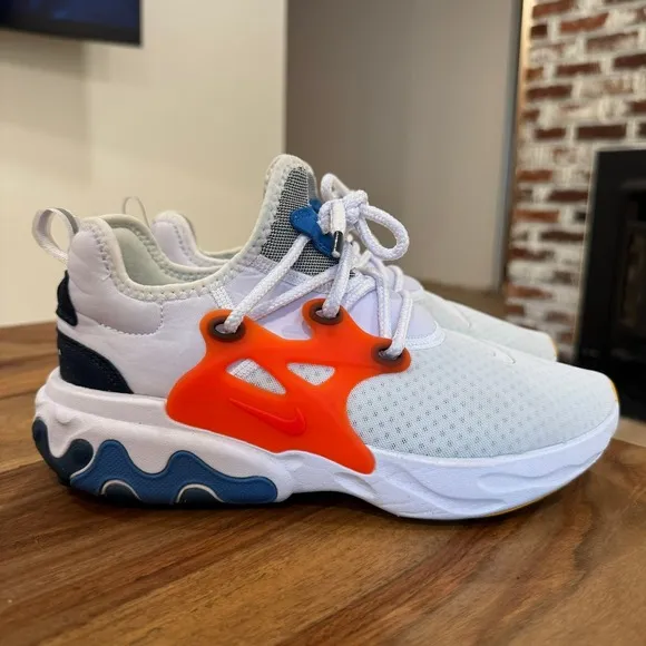 Nike React Presto Breezy Thursday White Orange Blue Sneakers AV2605-100 Size 6