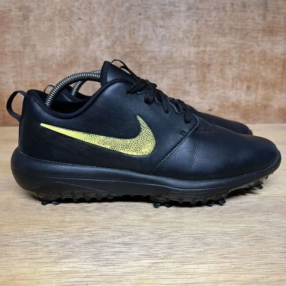 Nike Roshe G Tour Men's 9 Shoes Triple Black Leather Lace Up Running Golf Cleats