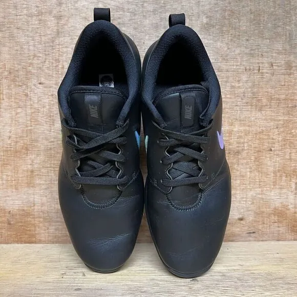 Nike Roshe G Tour Men's 9 Shoes Triple Black Leather Lace Up Running Golf Cleats