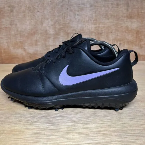 Nike Roshe G Tour Men's 9 Shoes Triple Black Leather Lace Up Running Golf Cleats