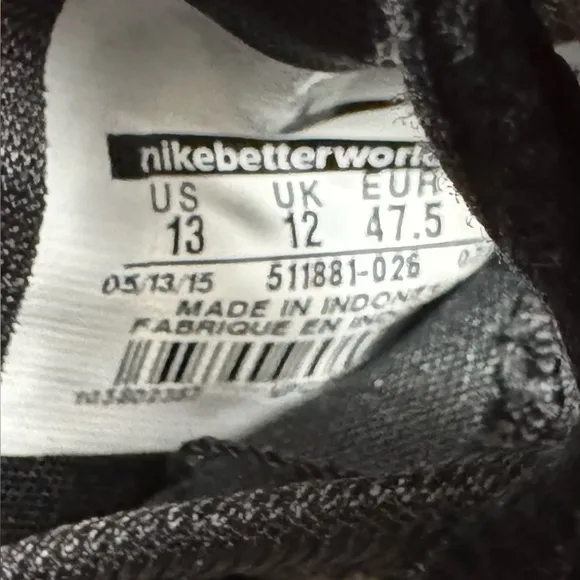 Nike Roshe One Triple Black Athletic Running Sneakers Size 13 Men’s - 511881-026