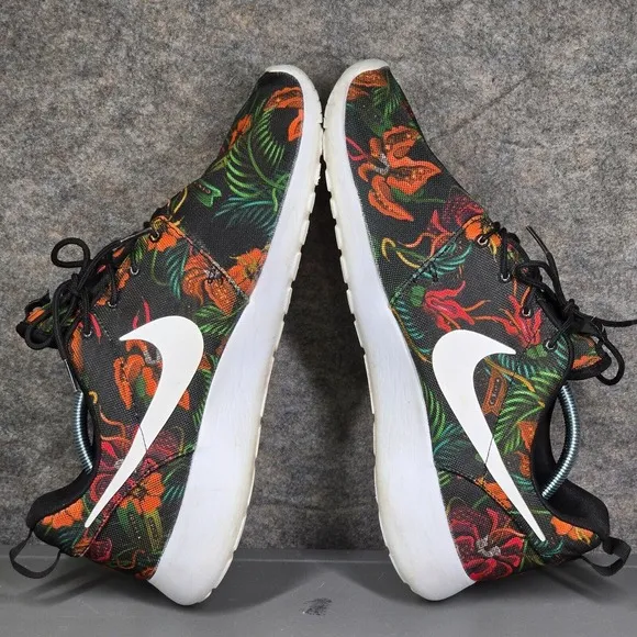 Nike Roshe Run Men's‎ 12 Running Shoes Floral Total Orange 655206-810