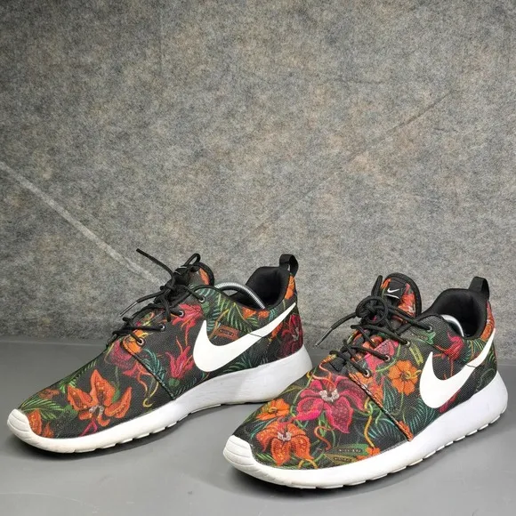 Nike Roshe Run Men's‎ 12 Running Shoes Floral Total Orange 655206-810