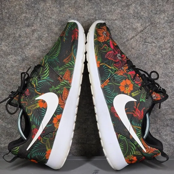 Nike Roshe Run Men's‎ 12 Running Shoes Floral Total Orange 655206-810