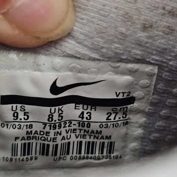 Nike Running Shoes Sneakers Free Trainer 5.0, Men's Size 9.5, White Gray Grey