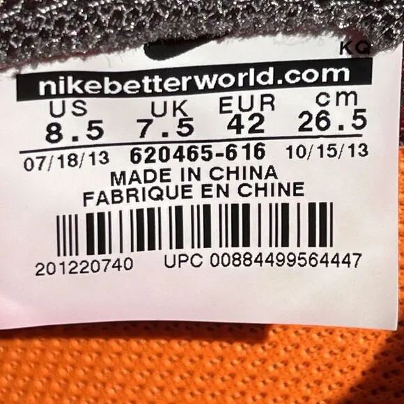 Nike Shoes Men Size 8.5 Flyknit lunar 2 Light Crimson Orange 620465 2013‎