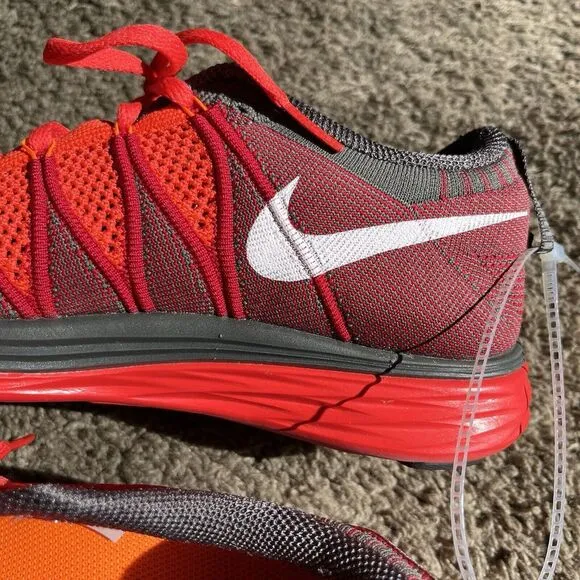 Nike Shoes Men Size 8.5 Flyknit lunar 2 Light Crimson Orange 620465 2013‎