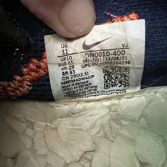 Nike Space Hippie 01 Midnight Navy Magma Orange Mens Athletic Shoes Sneakers 11