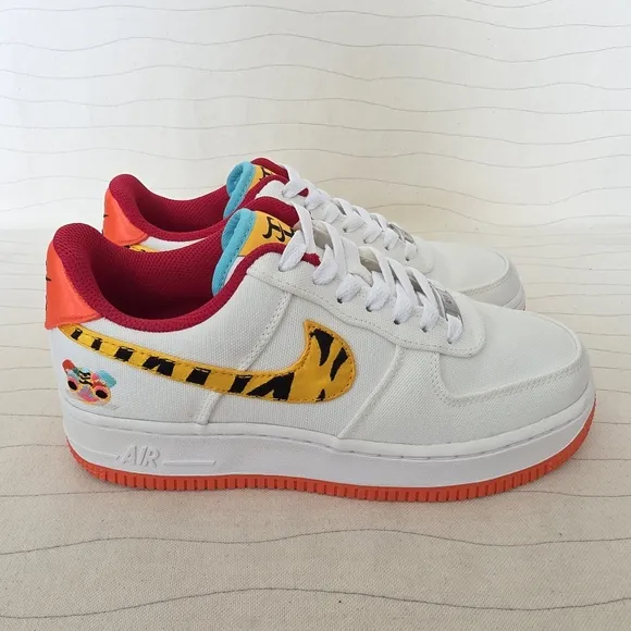 Nike Womens Air Force 1 Low Year of The Tiger White Canvas Sneakers Shoes Size 7