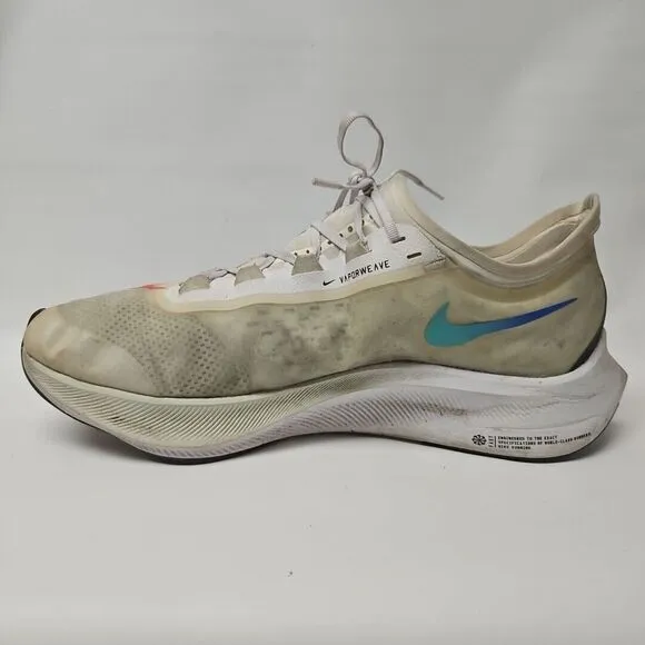 Nike Zoom Fly 3 Mens 13 White Running Shoes Vaporweave Low Athletic AT8240-103