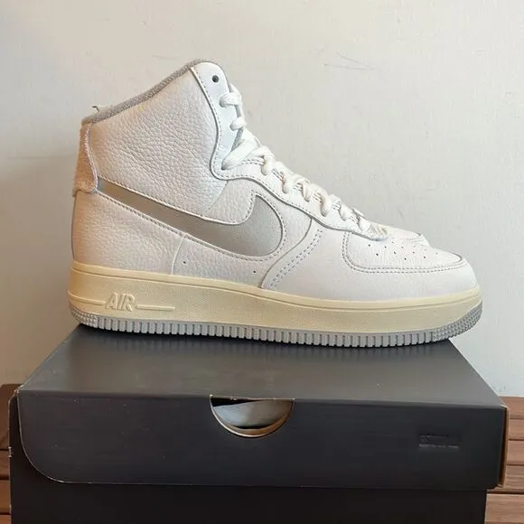 Nike Air Force 1 High Sculpt White Silver US Women 9/UK 6.5/EU 40.5(DC3590-101)