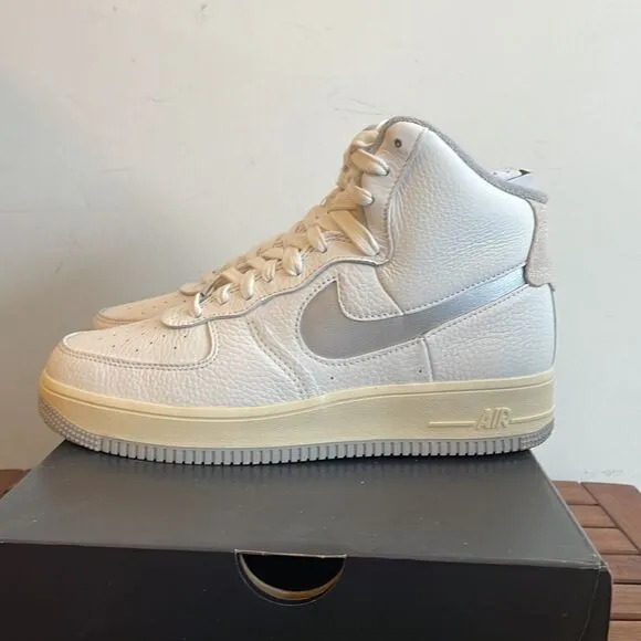 Nike Air Force 1 High Sculpt White Silver US Women 9/UK 6.5/EU 40.5(DC3590-101)