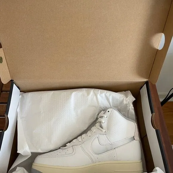 Nike Air Force 1 High Sculpt White Silver US Women 9/UK 6.5/EU 40.5(DC3590-101)
