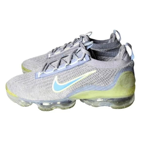 NIKE Air VaporMax 2021 FK &quot;Grey Light Liquid Lime&quot; Running Shoes Size 10
