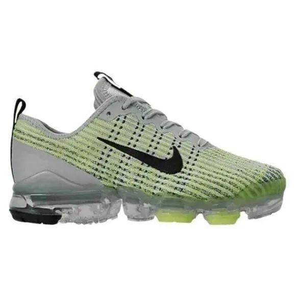 NIKE Air VaporMax Flyknit 3 &quot;Light Silver Volt' Running Shoes Size W7/Y5.5Y
