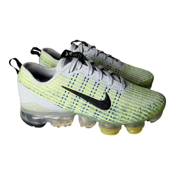 NIKE Air VaporMax Flyknit 3 &quot;Light Silver Volt' Running Shoes Size W7/Y5.5Y