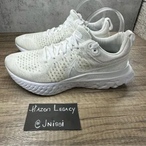 Nike~Mens React Infinity Run Flyknit 2~ White Running Shoes~Size 9