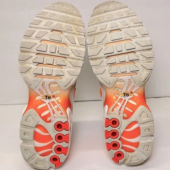 Nike Womens Air Max Plus Tn Running Shoes in White Atomic Orange 10