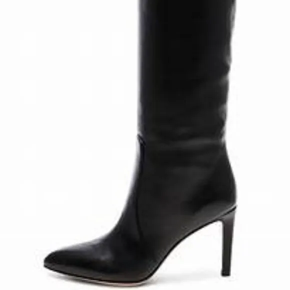 Nine West, Barely Worn Heeled Calfskin Leather Tall Dress Boots