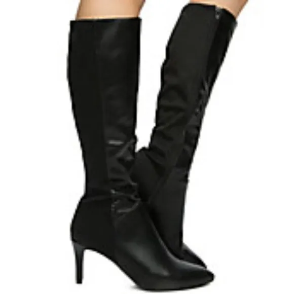 Nine West, Barely Worn Heeled Calfskin Leather Tall Dress Boots