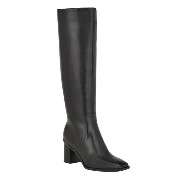 Nine West Women's Dortha Square Toe Block Heel Dress Boots Black Size 6