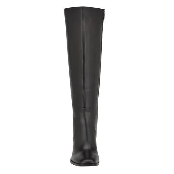 Nine West Women's Dortha Square Toe Block Heel Dress Boots Black Size 6