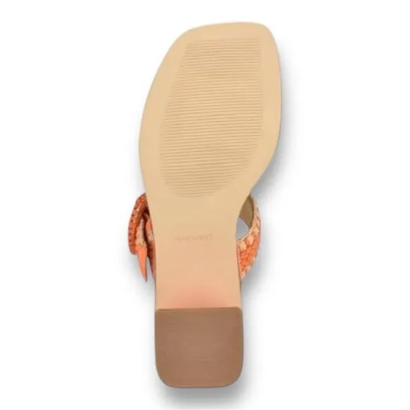 NINE WEST Women’s Emerey Block Heels Sandals in the Size 9 in Orange Color
