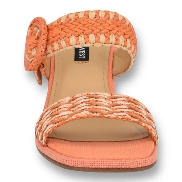 NINE WEST Women’s Emerey Block Heels Sandals in the Size 9 in Orange Color