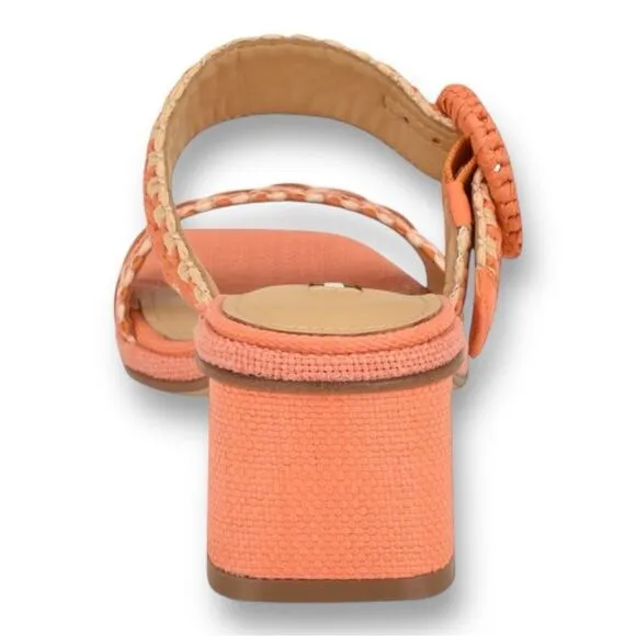 NINE WEST Women’s Emerey Block Heels Sandals in the Size 9 in Orange Color