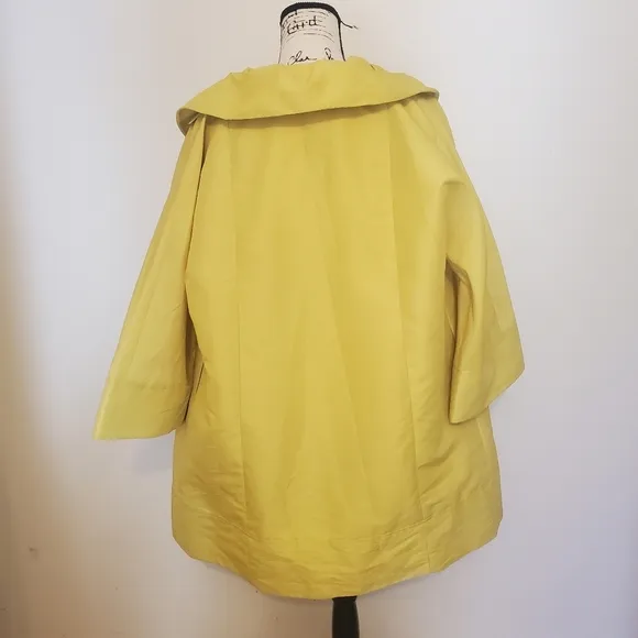 Nine West | Yellow Mod A-Line MCM Retro Inspired 3/4 Sleeve Pea Coat - Size: L