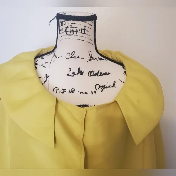Nine West | Yellow Mod A-Line MCM Retro Inspired 3/4 Sleeve Pea Coat - Size: L
