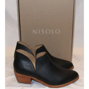 NISOLO Mia Ankle Boots Boots Black Leather Size 6.5 NIB $228