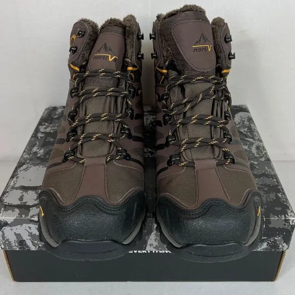 NORTIV 8 Mens Ankle High Waterproof Hiking Boots‎ Sz 11 Brown Sherpa Lined NEW