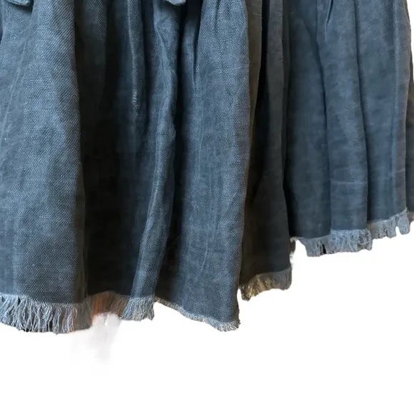 NSF Charcoal Gray Denim Belted Raw Hem Collared Shirt Dress – Size Medium
