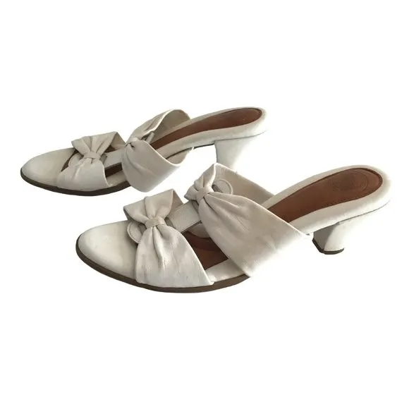 NURCARE- WOMENS WHITE SLIP-ON HEEL SANDALS SIZE 7