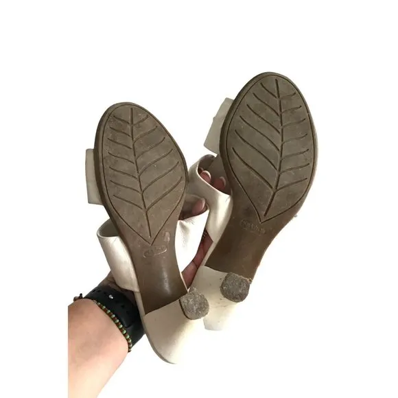 NURCARE- WOMENS WHITE SLIP-ON HEEL SANDALS SIZE 7