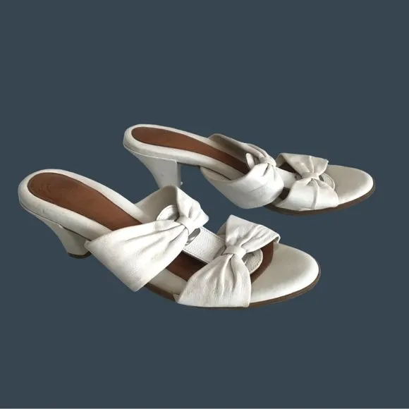 NURCARE- WOMENS WHITE SLIP-ON HEEL SANDALS SIZE 7
