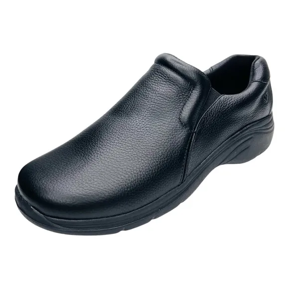 Nurse Mates Dove Black Pebble Leather Slip On Nurse Shoes Women’s Size 1…